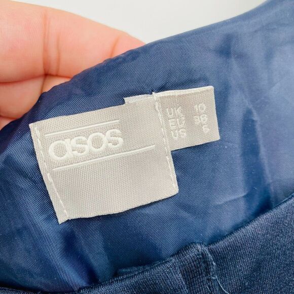 ASOS Size 6 Navy Blue Sleeveless Button Front Mini Dress Fit & Flare - Picture 5 of 8